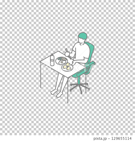 一人暮らしをする学生・社会人のイラスト 129655114