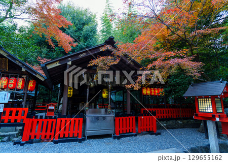 紅葉に染まる、野宮神社 129655162