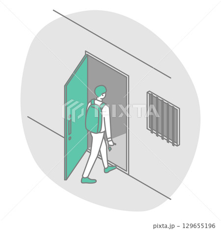一人暮らしをする学生・社会人のイラスト 129655196