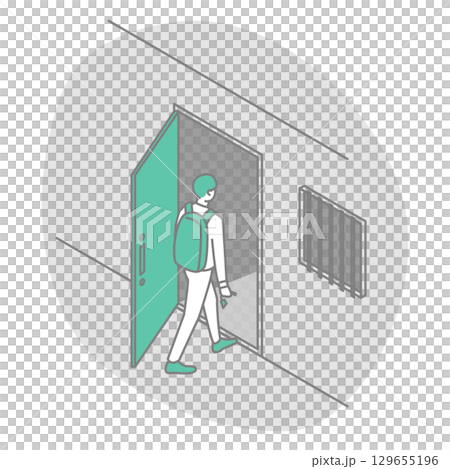 Illustration of students and working people living alone 129655196