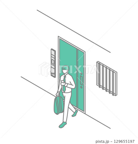 一人暮らしをする学生・社会人のイラスト 129655197