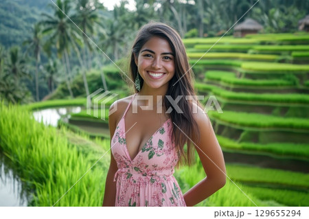 beautiful girl in the garden 129655294