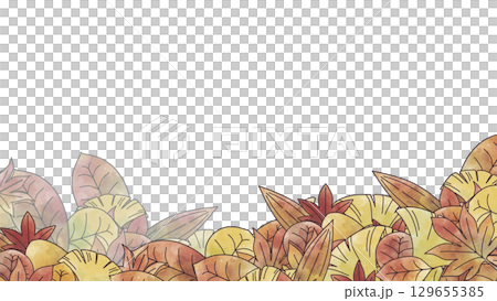 Fallen leaves watercolor frame lower design Fallen leaves watercolor frame lower design 129655385