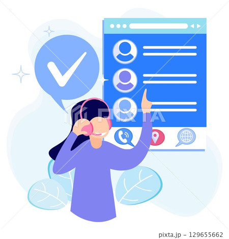 Illustration vector graphic cartoon character of contact us Illustration vector graphic cartoon character of contact us 129655662
