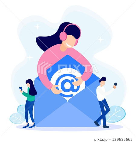 Illustration vector graphic cartoon character of contact us Illustration vector graphic cartoon character of contact us 129655663