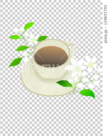 咖啡杯和花 129655705