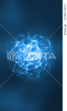 Soft glowing blue sphere with delicate electric textures on a dark smooth background Soft glowing blue sphere with delicate electric textures on a dark smooth background 129655857