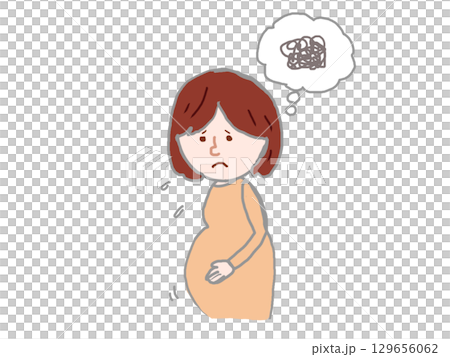 孕婦感到壓力的插圖 孕婦感到壓力的插圖 129656062