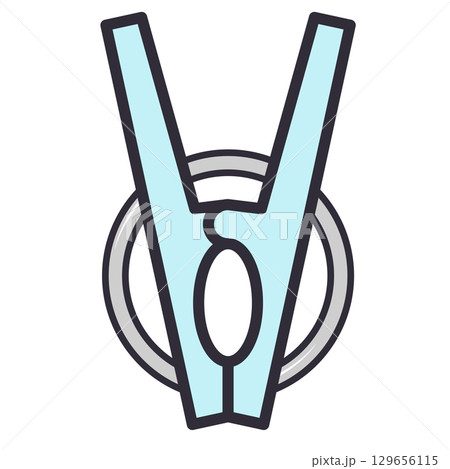 水色の洗濯バサミ 129656115