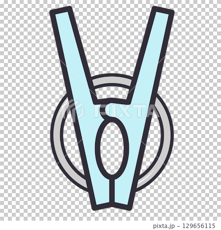 水色の洗濯バサミ 129656115