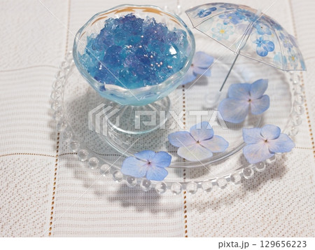 夏のスイーツ　バタフライピーで作る紫陽花ゼリー 129656223