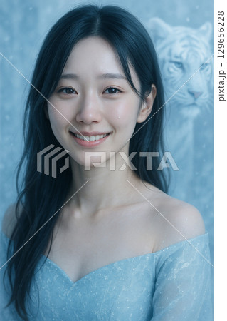 白虎と映る美女ai 白虎と映る美女ai 129656228