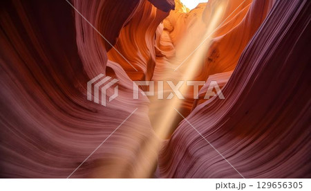 Majestic Sunlight Streaming Through Antelope Canyon Majestic Sunlight Streaming Through Antelope Canyon 129656305