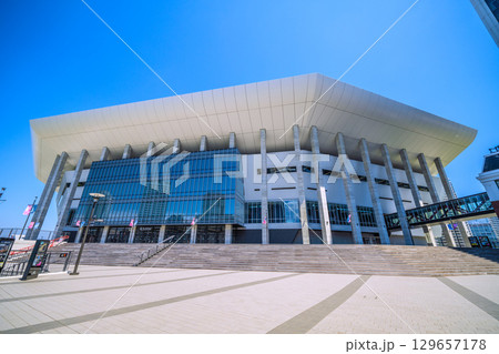 日本の横浜都市景観 みなとみらいのKアリーナなどを望む=23日 日本の横浜都市景観 みなとみらいのKアリーナなどを望む=23日 129657178