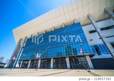 日本の横浜都市景観 みなとみらいのKアリーナなどを望む=23日 日本の横浜都市景観 みなとみらいのKアリーナなどを望む=23日 129657182