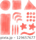 Collection of Vector Watercolor Red Shapes on White Background. 129657677