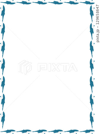 Blue whale frame. Vector sea life frame for text. Simple baby shower template element for design Blue whale frame. Vector sea life frame for text. Simple baby shower template element for design 129658647
