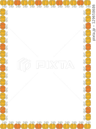 Pumpkin vegetable template. Harvesting farmland frame. Vector autumn hand drawn picture Pumpkin vegetable template. Harvesting farmland frame. Vector autumn hand drawn picture 129658686
