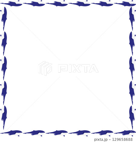Whale frame. Vector sea life frame for text. Simple baby shower template elements 129658688