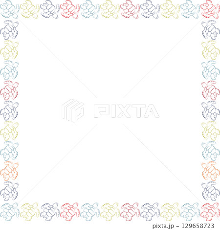 Turtle empty frame. Cute cartoon illustration template with empty space for your text. Baby shower Turtle empty frame. Cute cartoon illustration template with empty space for your text. Baby shower 129658723