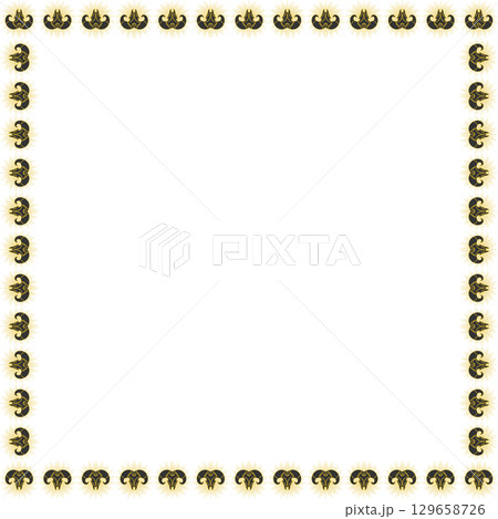 Ram skull witchy frame. Vector black tribal witchcraft template with empty space for your text 129658726