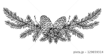 Pine forest bouquet composition vector Pine forest bouquet composition vector 129659314