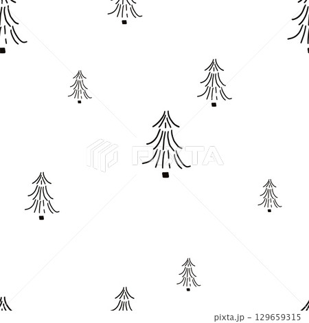 scandi vector pattern with forest 129659315