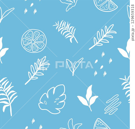 seamless vector pattern with lemons and leaves seamless vector pattern with lemons and leaves 129659318