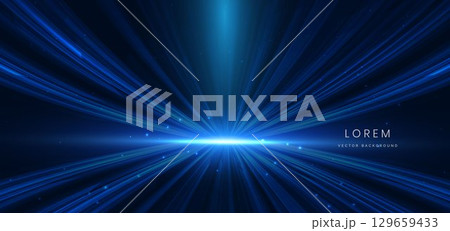Blue light lines curved on dark background with lighting effect and sparkle. Blue light lines curved on dark background with lighting effect and sparkle. 129659433