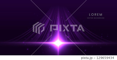 Abstract glowing neon purple light ray on dark purple background. 129659434
