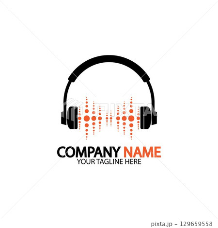 Headphone icon. Headphones with sound wave icon isolated, minimal design. Vector illustration 129659558
