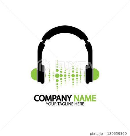 Headphone icon. Headphones with sound wave icon isolated, minimal design. Vector illustration 129659560