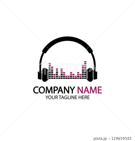 Headphone icon. Headphones with sound wave icon isolated, minimal design. Vector illustration 129659585