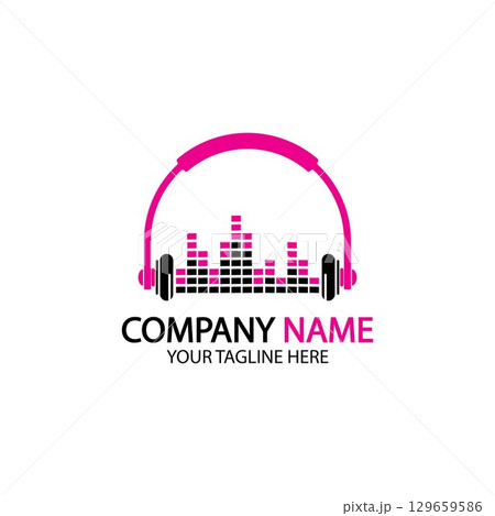 Headphone icon. Headphones with sound wave icon isolated, minimal design. Vector illustration 129659586