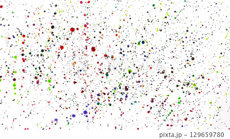 Abstract pattern of colorful splashes of watercolor paint on white background, festive splash of paint with bright, dynamic energy. High quality photo 129659780
