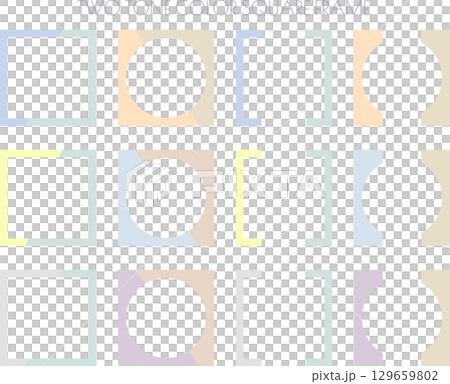 シンプルでフェミニンなツートンカラーの正方形フレームセット 129659802