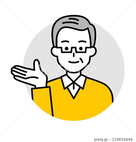 年配の男性のアイコン（案内） 129659848