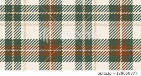 Classic Green and Beige Plaid Pattern with Brown Accents in a Seamless Checkered Design for Rustic Textiles and Decorative Backgrounds 129659877