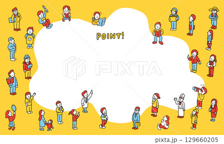 さまざまな職業・職種の方が集まっているポイント案内用のイラストフレーム 129660205