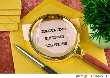 Conceptual text of INNOVATIVE BUSINESS SOLUTIONS, business concept, Share global, technology concept. Conceptual text of INNOVATIVE BUSINESS SOLUTIONS, business concept, Share global, technology concept. 129660721