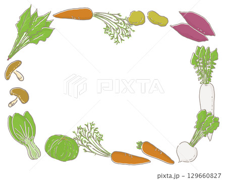 かわいい野菜のフレームイラスト 129660827
