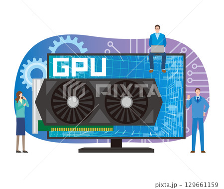 PC部品GPUのイメージイラスト PC部品GPUのイメージイラスト 129661159