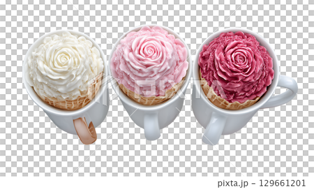 杯子裡的玫瑰冰淇淋 129661201