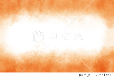 水彩で描いたオレンジ色のフレーム背景 129661361