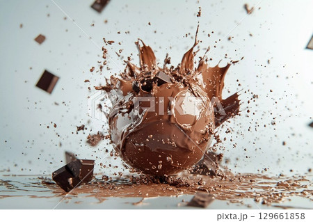 Chocolate Explosion Bursts Forth With Delight in an Artistic Display Generative AI 129661858