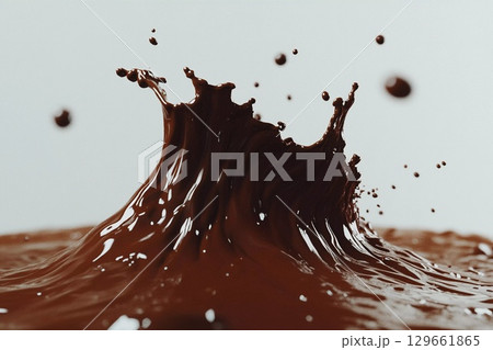 Liquid Chocolate Creates a Mesmerizing Splash, Rising in Elegant Motion Generative AI Liquid Chocolate Creates a Mesmerizing Splash, Rising in Elegant Motion Generative AI 129661865