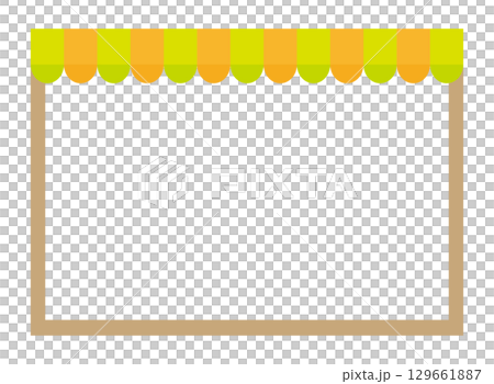 黄緑とオレンジ色のシンプルなお店のテントフレーム 129661887
