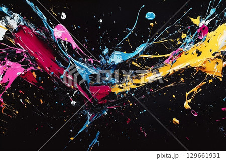 Melody Flowing Through Chaotic Splashes of Vibrant Color in Abstract Form Generative AI Melody Flowing Through Chaotic Splashes of Vibrant Color in Abstract Form Generative AI 129661931