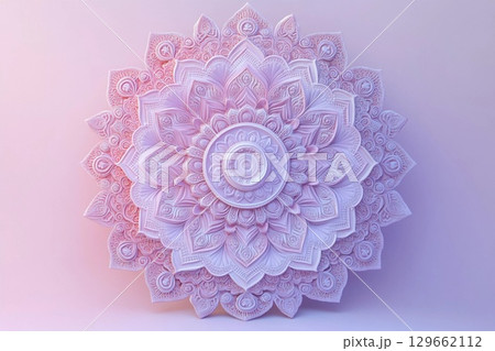 Delicate Light Purple Mandala Ornament Showcasing Intricate Design Beauty Generative AI 129662112
