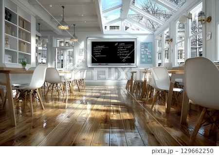モダンなオフィスのホワイトボードと会議スペース モダンなオフィスのホワイトボードと会議スペース 129662250